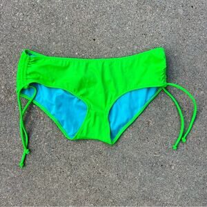 Victoria’s Secret Neon Green Low rise Hip Hugger Cinch Up Tie Bikini Bottoms S